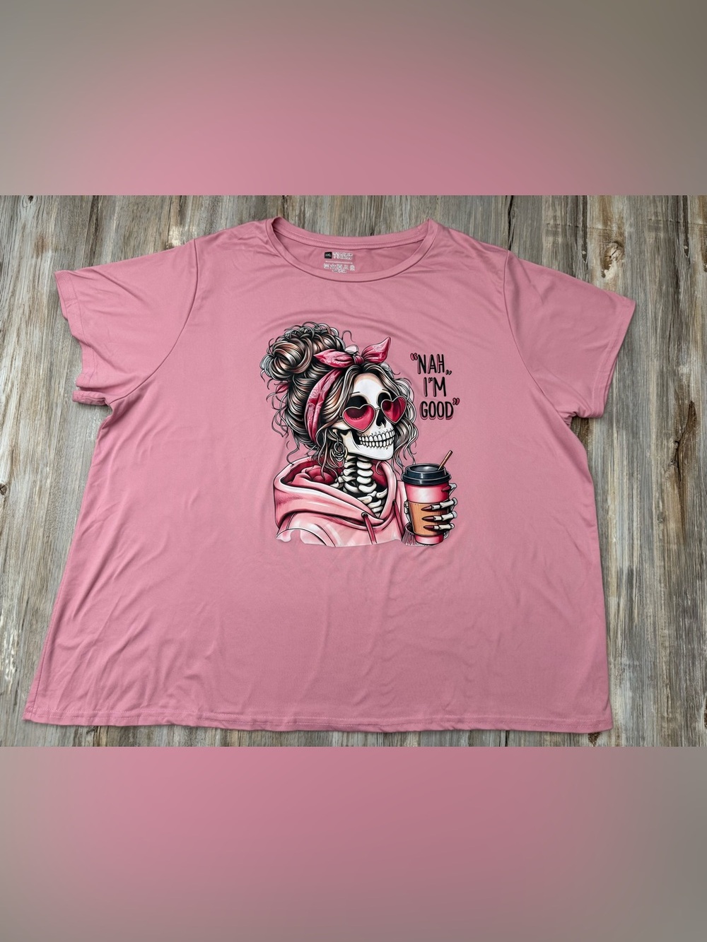 Pretty Skeleton Graphic T-Shirt “Nah I’m Good” Women’s 3XL Short Sleeve Stretch